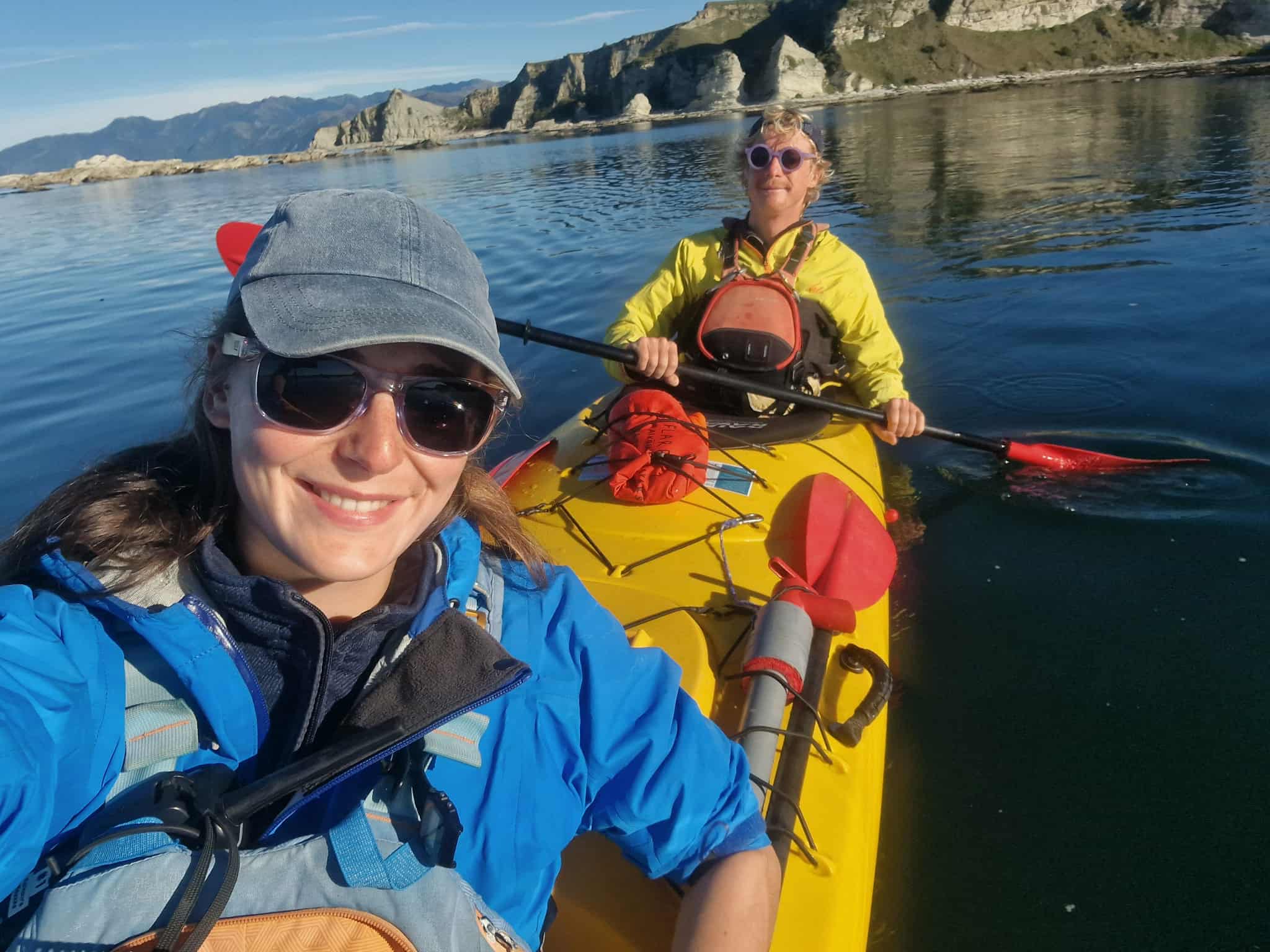 Izzy and Cam in a double kayak.